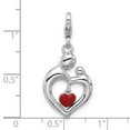 thumbnail image 2 of Amore La Vita Rhodium Plated Enamel Mother and Offspring Dangle Love Heart Charm 33.4x15.6mm Wide Pendant Necklace for W, 2 of 2