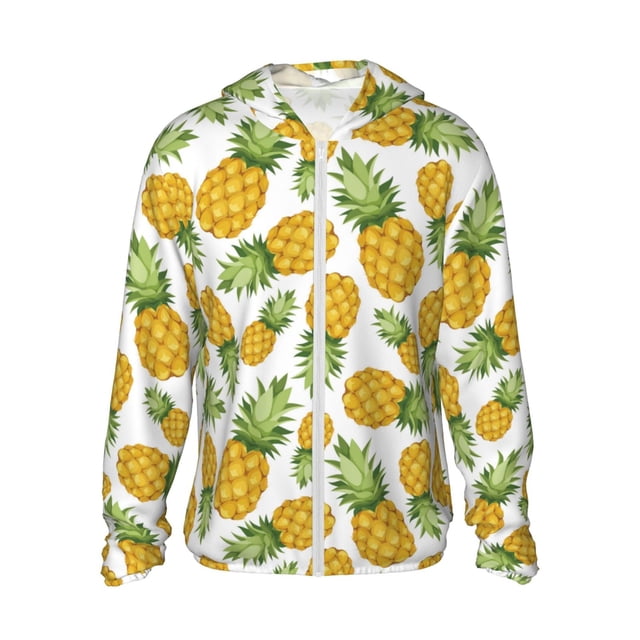 Balery Pineapple Sudadera ligera de manga larga con capucha y protección solar UPF 50+ para hombre y mujer, ideal para pesca y running-XX-Large