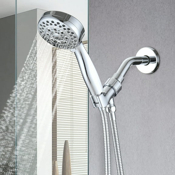 5 Mode Adjustable Settings Handheld Shower Head with Hose High Pressure Shower Heads, Chrome