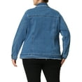 thumbnail image 3 of Agnes Orinda Women's Plus Size Button Down Chest Pocket Short Denim Jacket 3X Light Blue, 3 of 5