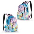 thumbnail image 2 of Xixirimido Custom Name 17" Large Capacity Backpack for Kids Elementary Bookbag Middle High School Bag for Girls Multi Pockets Rucksack, Cartoon Axolotl Colorful Clouds Print, 2 of 8