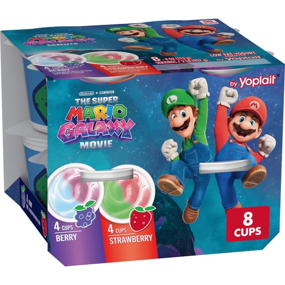 Yoplait Low Fat Kids Yogurt Cups, The Super Mario Galaxy Movie Variety Pack, 8 Count, 32 oz
