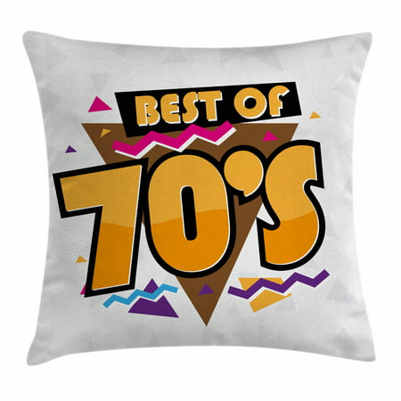 70s Party Decorations Throw Pillow Cushion Cover, Party Time 70s Music Theme Retro Fashion Vibrant Joyful Triangles, Decorative Square Accent Pillow Case, 20 X 20 Inches, Multicolor, by Ambesonne