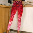 thumbnail image 2 of lcziwo Limited Time Sales of The Day, Women's Valentine Day Leggings Fashion Heart Graphic Printed Legging Tights Milk Silk Soft High Waist Workout Pants Pink XXL, 2 of 5
