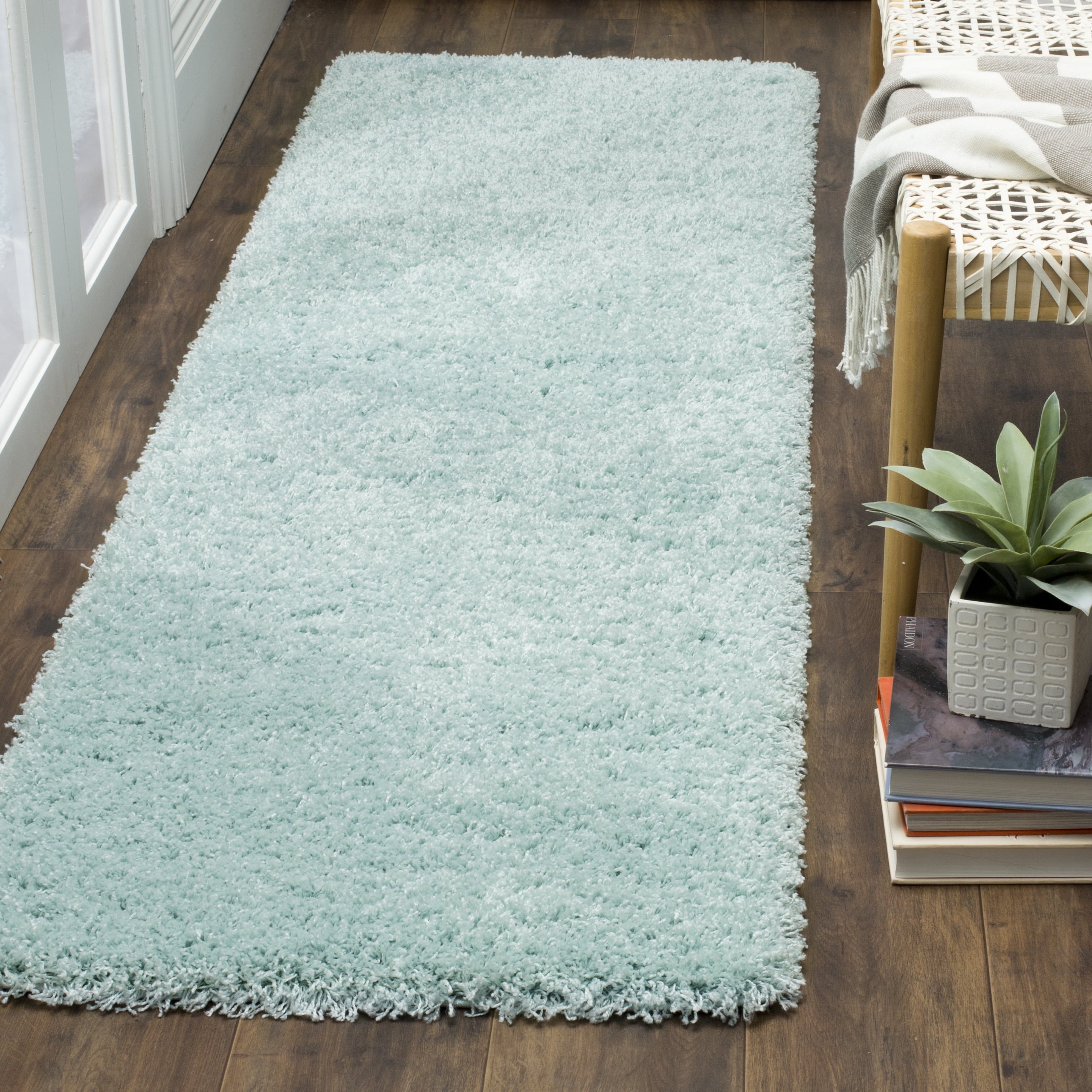 SAFAVIEH Laguna Neven Plush Solid Shag Runner Rug, Light Blue, 2'3" x 12'