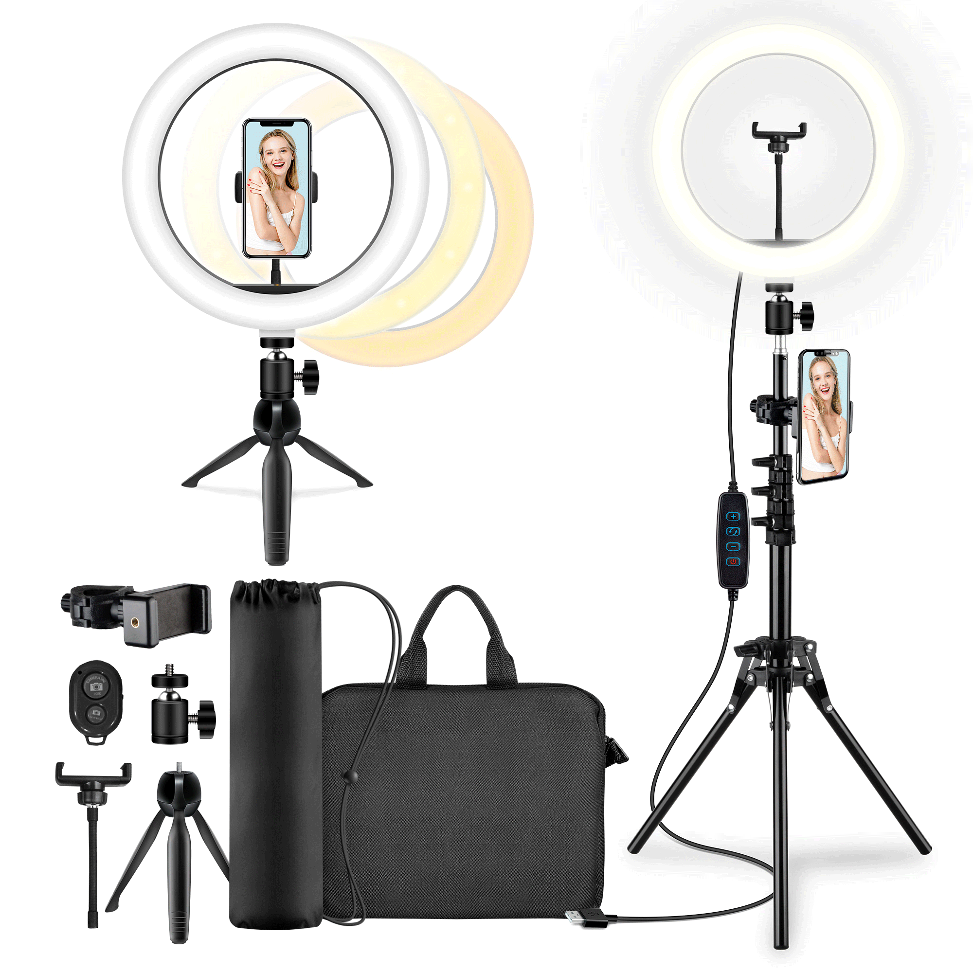 Multi Adaptable Ring Light USB Ring Light With Tripod Stand and Mirror 