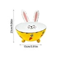 thumbnail image 4 of 2Pcs Festive Easter Bunny Metal Candy Bowl, Rabbit Ear Snack Bowl with Carrot & Floral Patterns, Spring Home Decor for Candy, Desserts, and Easter Party Table Centerpieces（White and yellow）, 4 of 10