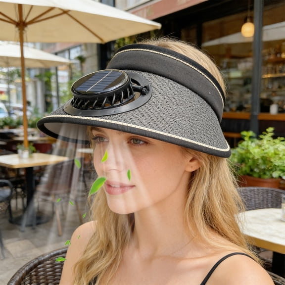 Straw Hat With Solar Fan, Outdoor Sun Protection Hat, Ventilated Sunscreen Hat With USB And Solar Double Power Supply, Adjustable Lightweight Polyester Summer Hat