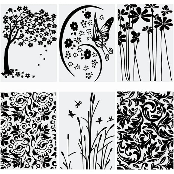 6Pcs 6 Styles Butterfly Embossing Folders Embossing Machine Template Leaf Tree Plant Concave Convex Plastic Reusable Stencils Tools