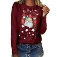 thumbnail image 2 of Black-Friday Deals pimelu Christmas Shirts Clearance Christmas Tops for Women Loose Fashion Star Santa Claus Graphics Pullover Blouses Ladies Lightweight Round Neck Long Sleeve Tshirt, 2 of 4