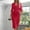 Red, variant on asdoklhq Winter Dresses for Women 2025 Women's Casual Solid Color Lapel Thin Belt Shirt Dress Black L