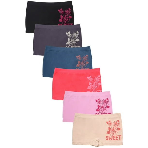 247 Frenzy Women's Essentials PACK OF 6 Seamless Nylon Stretch Boyshort