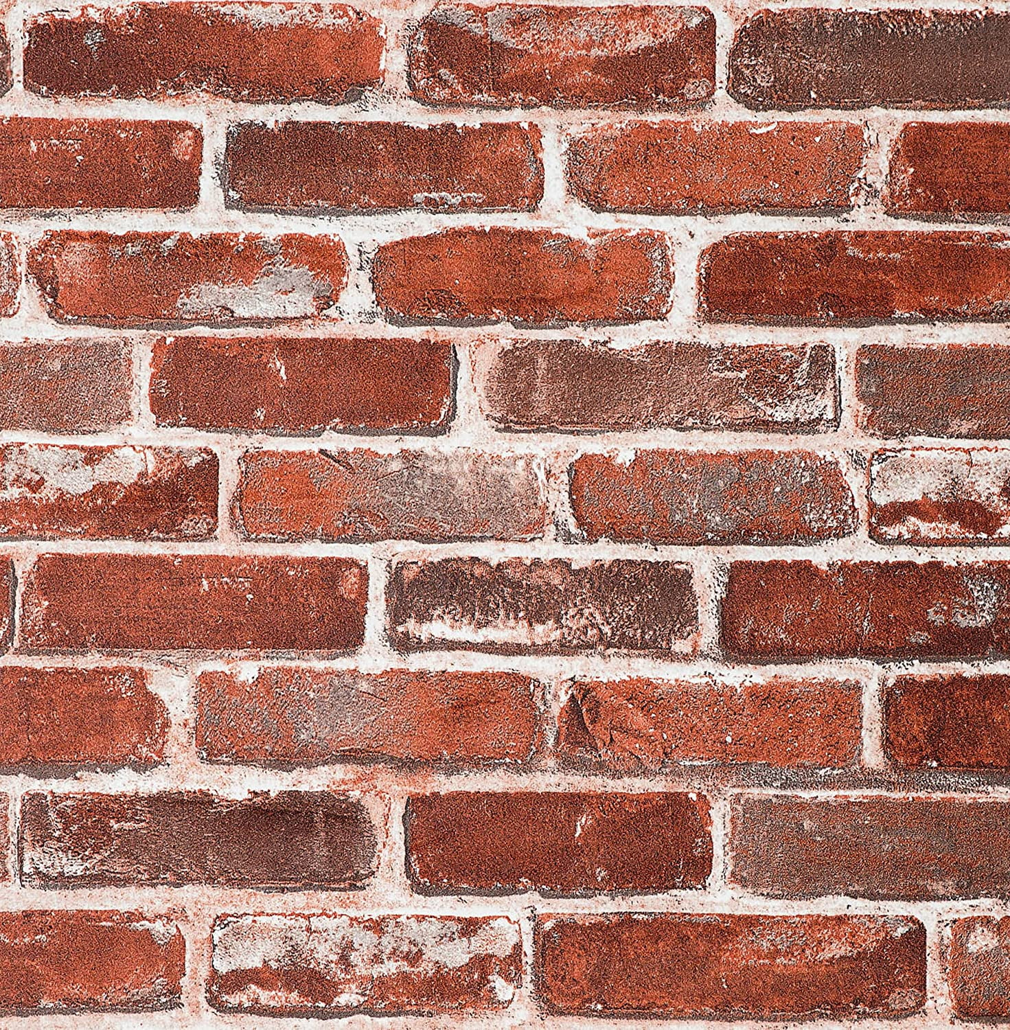 Red Brick Wallpaper, 20.8x222 inch Self Adhesive White Line Peel and