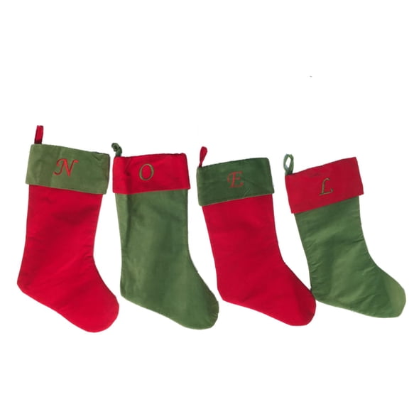 Green & Red 4 Piece Noel Monogram Christmas Stocking Holiday Decoration