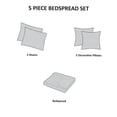 thumbnail image 3 of JERFIT Blue 5-Piece Jacquard Reversible Quilt Set King Size with Decorative Pillows, Cotton Blend Bedding Ensemble, 3 of 9
