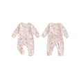 thumbnail image 2 of Baby Toddler Girl Easter Casual Jumpsuit 3 6 12 18 Months Long Sleeve Oblique Zipper Bunny Print Romper, 2 of 9