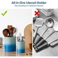 thumbnail image 3 of KitchenKey Utensil Holder, 7.2"+5.4" Ceramic Utensil Holder for Countertop, Large Cooking Utensil Crocks for Kitchen Counter, Farmhouse Utensil Vase for Housewarming, Kitchen Decor, Set of 2, Oceans, 3 of 18