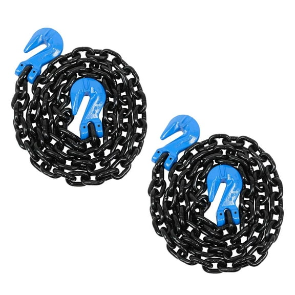 1/2" x 10' G100 High Grade Transportation Chain W/ Grab Hook (2 Pack)