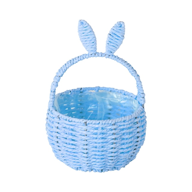 BotaniNest Easter With Handle Easter Rabbit Vine Weaving Picnic With Rabbit Ears Wicker Easter Egg Candy Suitable For Egg Party Easter