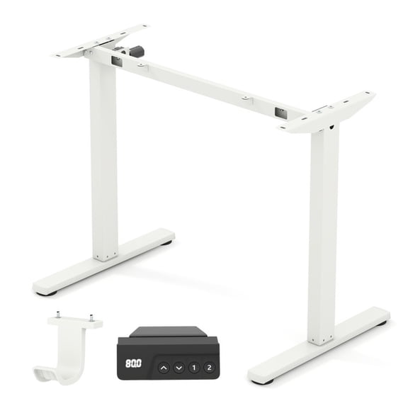 Furnibear Electric Standing Desk Frame Height Adjustable Computer Desk Base with LED Display, White