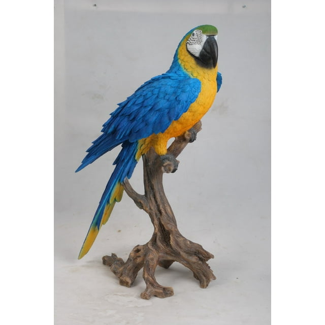 Garden Decor Animal Statue Large Blue/Yellow Macaw Statue