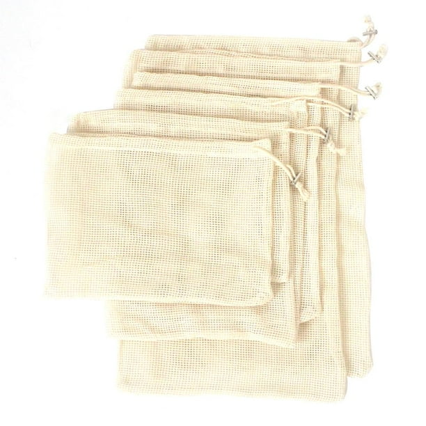 Yuarrent Bolsa de malla con cordón de 6 uds., bolsa de malla de bolsillo con cordón, bolsa reutilizable para productos vegetales, bolsa de comestibles Almacenamiento y organización del hogar Yuarrent HA018187-00