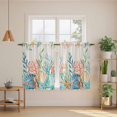 thumbnail image 2 of Summer Ocean Kitchen Curtain for Berdoom Living Room Cafe 54 Inch Length, Watercolor Coastal Coral Shell Seaweed Beige Tiers Curtains Light Filtering Drapes Window Treatment 2 Panels 52"Wx54"L, 2 of 8