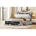 thumbnail image 6 of Queen Size Bed With Gray Wood Platform, Headboard Storage, 4 Drawers & Shoe Rack Make Platform Storage Headboard, Drawers, Rack, Version, 6 of 7