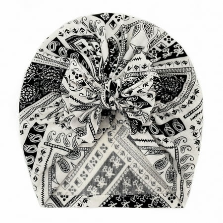 

Hunpta Hats For Kids Newborn Infant Baby Boys Girls Print Beanie Bowknot Elastics Turban Hat Cap