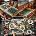 thumbnail image 3 of Placemats for Dinning Table Set of 8, Sage Green Waves Rustic Abstract Ombre Stripes Art Burlap Kitchen Place Mats Waterproof Cloth Table Mats, Indoor Outdoor Placemats Easy Clean Dinner Decor, 3 of 8