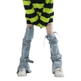 thumbnail image 2 of TRKIYQC Calentadores de piernas de mezclilla para mujer, polainas con hebillas hasta la rodilla azules Calcetines de pie de mezclilla con estilo TRKIYQC moda, 2 of 8