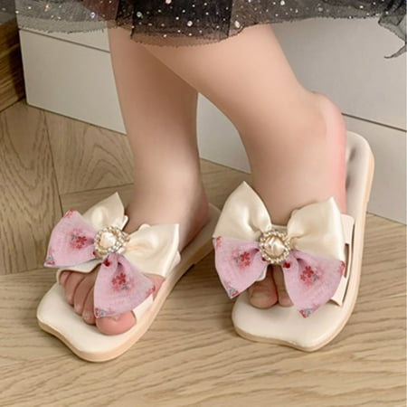 

nsendm Children Slippers Fashionable And Versatile Exaggerated Butterfly Sweet Soft Bottom Beach Big Girl Slippers Size 8 Pink 7 Years