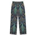 thumbnail image 2 of FORMRS Kids Pajama Pants with Pockets Size 6-8Y Boys Lounge Sleep Bottoms, Navy Blue Peacock Pattern, 2 of 8
