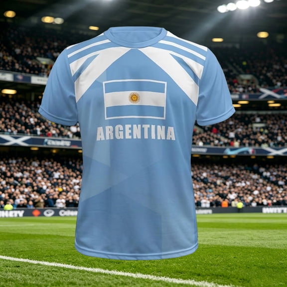 Mens Soccer Shirt Argentina Raglan Tops Short Sleeve Fashion T Shirt Graphic Basic Tees Summer Crew Neck Team for Football Top Fan Casual Tops TeeL
