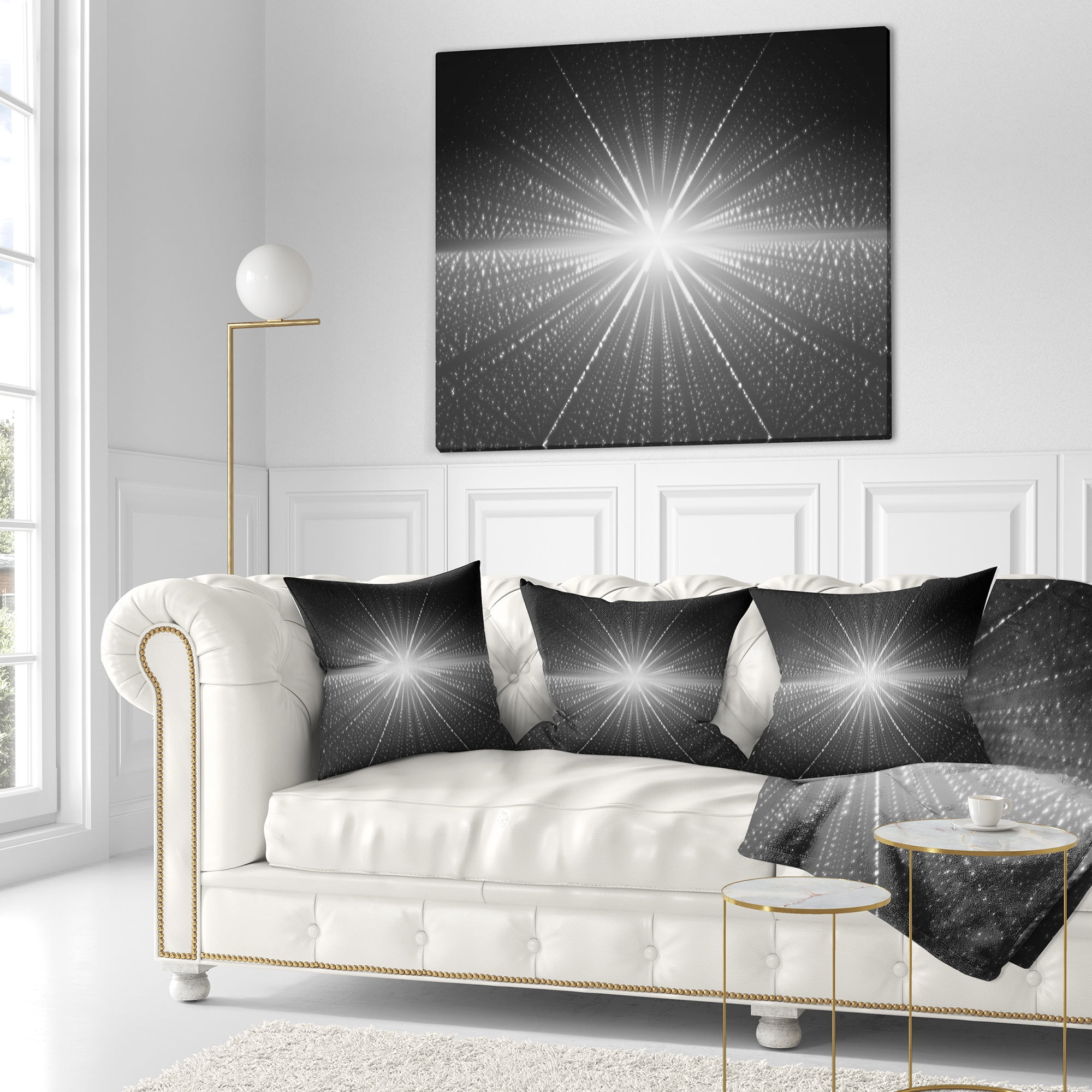 Designart Glowing Star in Cosmic Galaxy - Abstract Throw Pillow - 16x16
