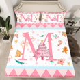 thumbnail image 2 of Manfei Personalized Xmas Gifts Twin Sheet Sets,Pink Letter M Twin Fitted Sheet,Christmas Dessert Candy Cnae Flat Sheet For Princess,Lightweight Room Decoration,3-Piece, 2 of 7