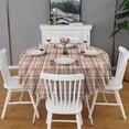 thumbnail image 2 of Beige Brown and Red Checkered Pattern Round Tablecloth 60"x60",Wrinkle Wipeable Table Cloth for Kitchen Dining Room Picnic Patio Party, 2 of 6