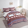 thumbnail image 3 of Manfei Ancient Aztec Theme 7pcs Bedding Comforter Set,Boho Tribal Gemetric Queen Bedding Sets,Red Blue White Queen Sheet Sets For Adults,Ultra Soft Home Decor Reversible, 3 of 8