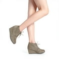 thumbnail image 2 of Dream Pairs Women's Casual Fashion Outdoor Lace Up Low Wedge Heel Booties Shoes TOMSON KHAKI Size 8.5, 2 of 3