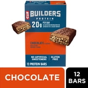 CLIF BUILDERS Protein Bars Chocolate Flavor, Plant Protein, Gluten Free Bars, 12ct