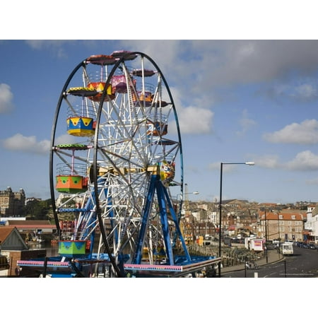 Big Ferris Wheel in Luna Park Amusements Funfair by Harbour, Scarborough, North Yorkshire, England Print Wall Art By Pearl