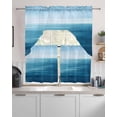 thumbnail image 2 of Blue Ombre Coastal Kitchen Curtains Swag Valance and Tier Curtains Set 24 Inch Length, Summer Nautical Ocean Wave Rod Pocket Drape Panels Pair Swag Curtain for Bathroom/Cafe/Window, 2 of 6