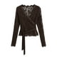 thumbnail image 2 of Suéteres para mujer,Top ajustado para mujer, jersey de manga larga con encaje, camisa informal con cuello en V, tejido elástico suave, ideal para uso diario y en casa, sopatenor, 2 of 7