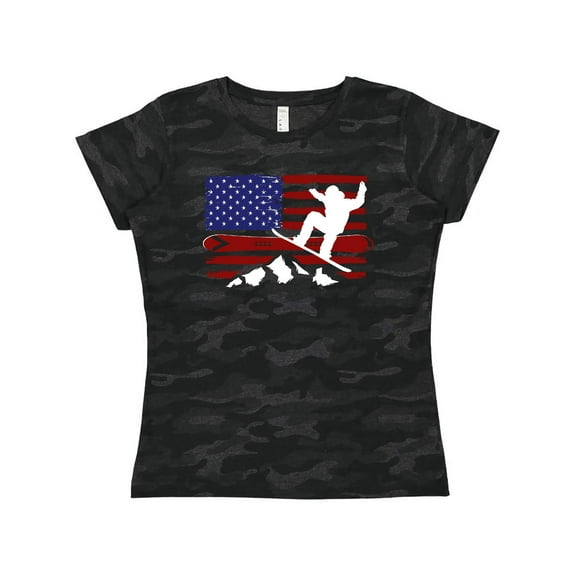 Inktastic Snowboarding US Flag Women's T-Shirt