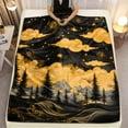 thumbnail image 5 of 1pc Golden Clouds & Stars HD Printed Flannel Blanket - Ultra-Soft & Warm 280GSM Heavyweight All-Season Luxury Bedspread, 3 Sizes (30x40in, 50x60in, 60x80in) for Bed, Sofa, Travel & Camping - Black &, 5 of 10