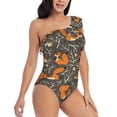 thumbnail image 3 of Fotbe Fox And Mushroom Women's One Piece Swimsuits One Shoulder Swimwear Ruched Tummy Control Bathing Suits Cutout Monokini-XX-Large, 3 of 7