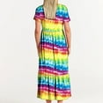 thumbnail image 4 of Penkiiy Women's Summer Casual Short Sleeve Crewneck Tie-dyed Print Swing Dress Flowy Tiered Maxi Beach Dress with Pockets S Multicolor, 4 of 7