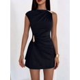 thumbnail image 5 of Women's Ruched Mini Dress Sleeveless Going Out Formal Party Bodycon Sun Dresses Black S, 5 of 9