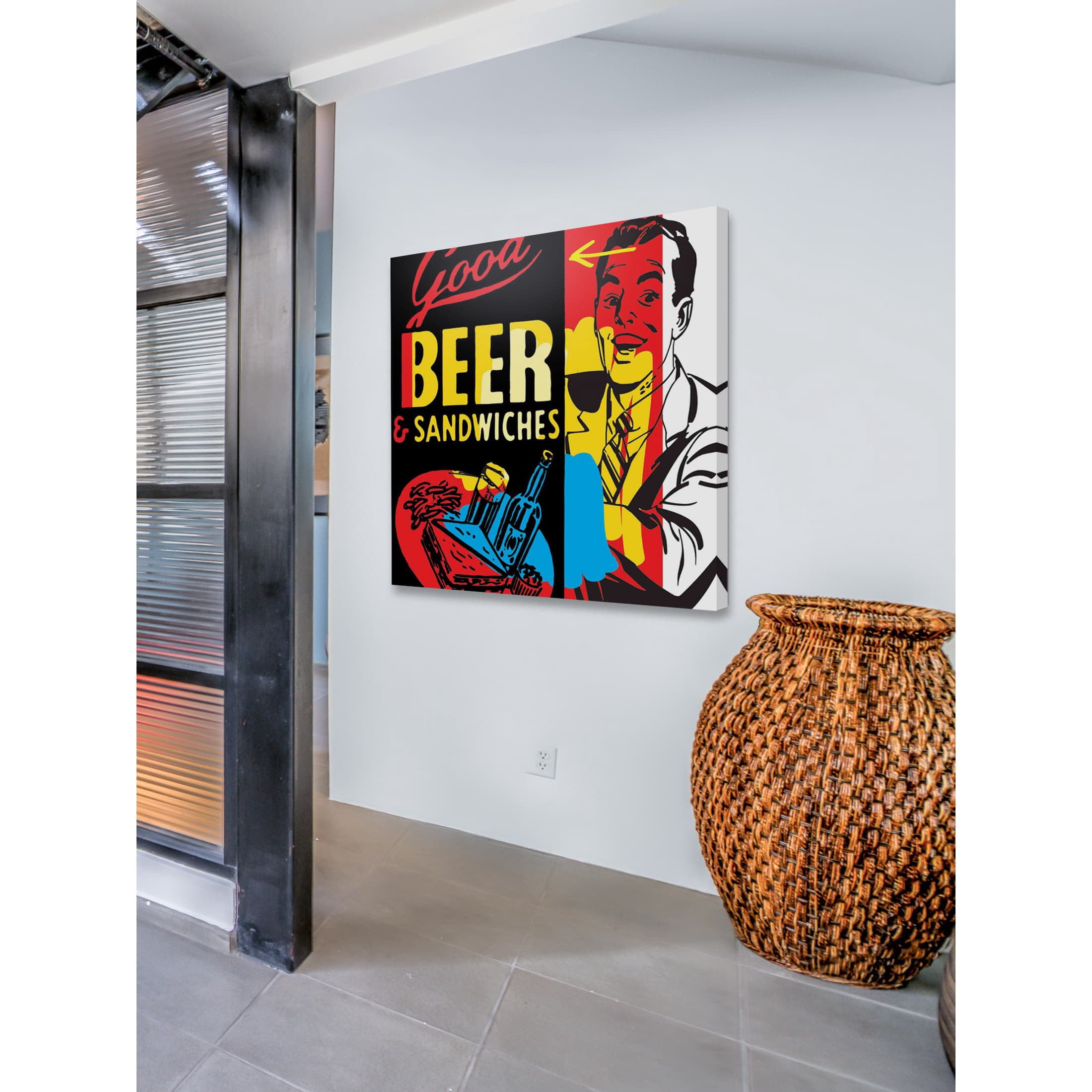 Marmont Hill "Beer & Sandwiches" by Josh Ruggs Painting Print on Wrapped Canvas