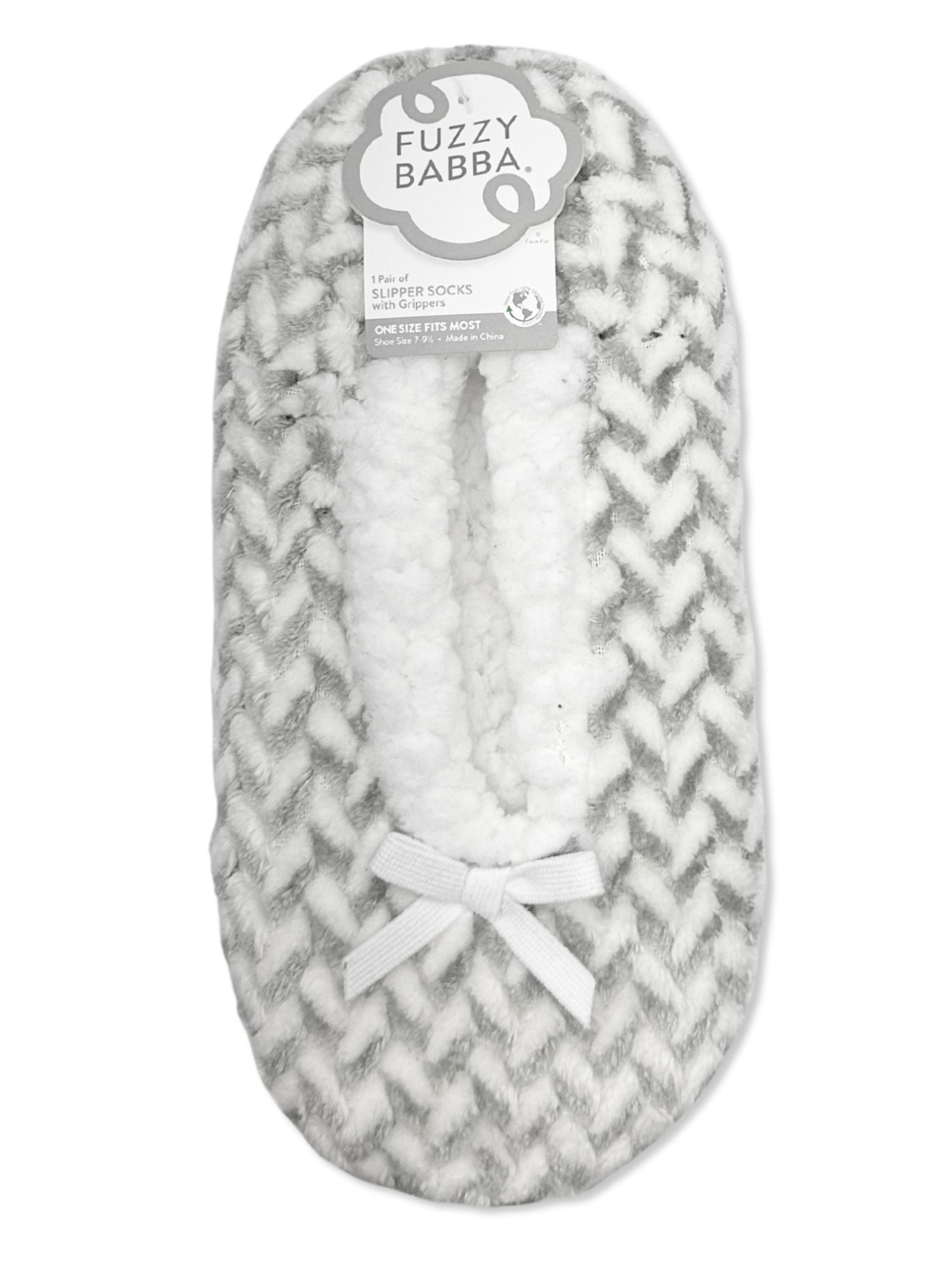 Fuzzy Babba Women's Textured Herringbone Slipper Socks, 1-Pack, Shoe Sizes 7-9.5